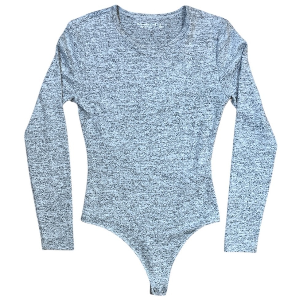 Abercrombie & Fitch Soft A&F Cozy Heather Gray Long Sleeve Bodysuit Small S EUC